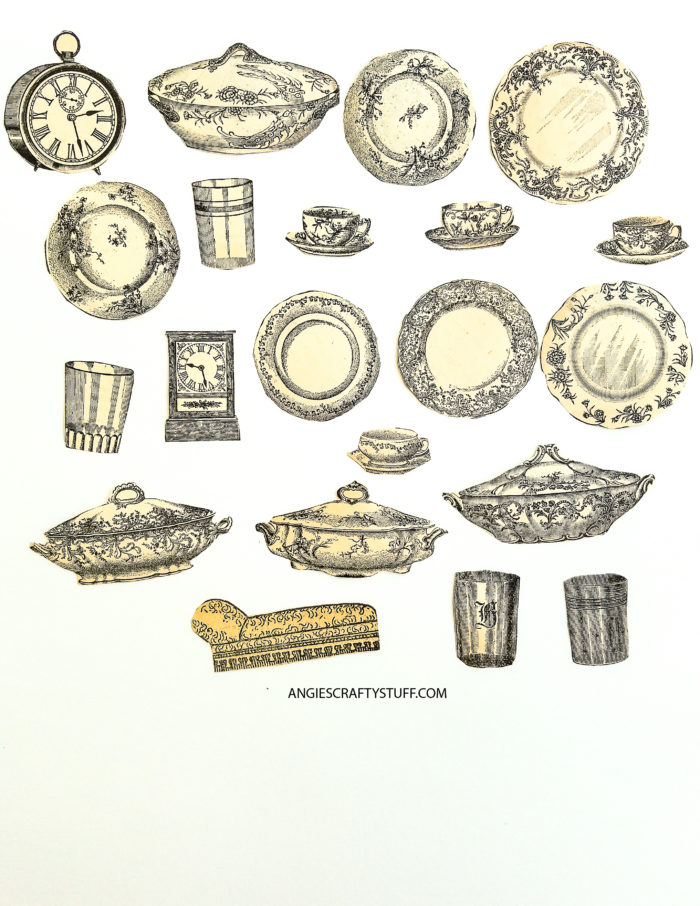 Vintage dishes clipart